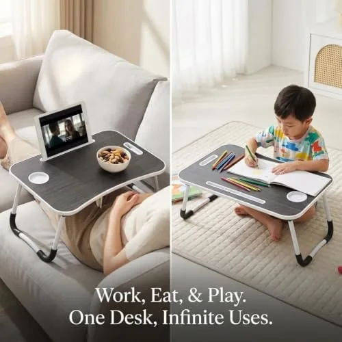 Another view of the BUYIFY 23" Foldable Lap Desk for Laptop Writing w/Cup Holder