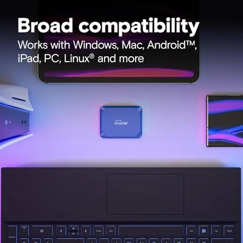 Another view of the Crucial X10 4TB Portable SSD, Up to 2,100MB/s, USB 3.2