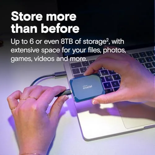 Close look at the Crucial X10 1TB Portable SSD, Up to 2,100MB/s, USB 3.2 build quality