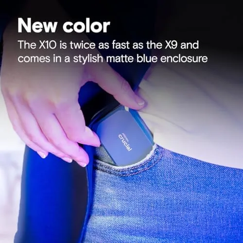The Crucial X10 1TB Portable SSD, Up to 2,100MB/s, USB 3.2 compared in context