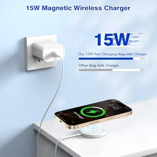 A close up of the charging pad showing the magnetic ring and cable