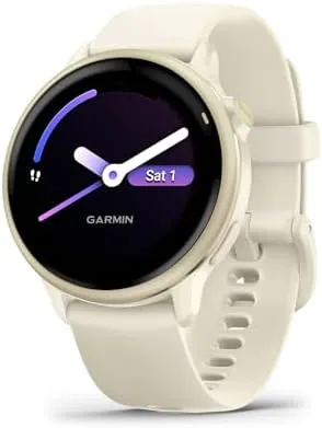 The Garmin vivoactive 6 smartwatch in the Bone finish on a wrist