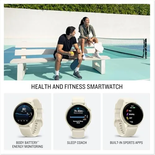 A runner checking pace data on the vivoactive 6 during an outdoor run