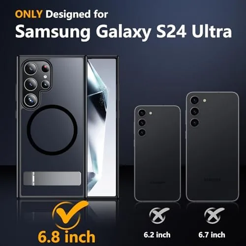 Close look at the SPIDERCASE for Samsung Galaxy S24 Ultra Case,Built-in Stand,Black | Magnetic build quality