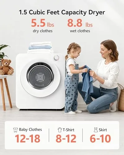 Load of shirts drying inside the Euhomy portable dryer drum