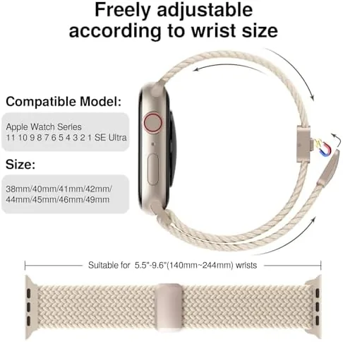 Close view of the magnetic closure on the braided band