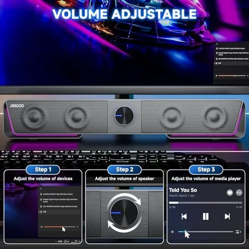 Detail shot of the Jeecoo A40 Bluetooth Computer Speakers with Clear Sound, USB Plug features