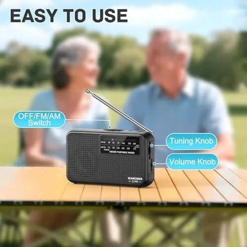 Another view of the 799 Mini Radio AM FM, Battery Operated Radio with Lanyard
