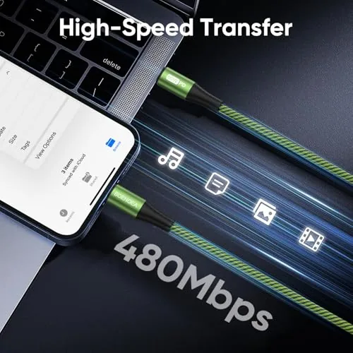 Another view of the Boenoea USB C to USB C Cable 10FT 4 Pack