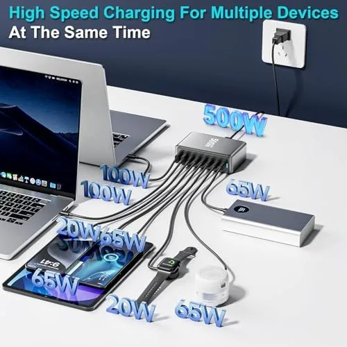Close look at the 500W USB C Charger Block, Multi-port Fast USB Charging Station build quality
