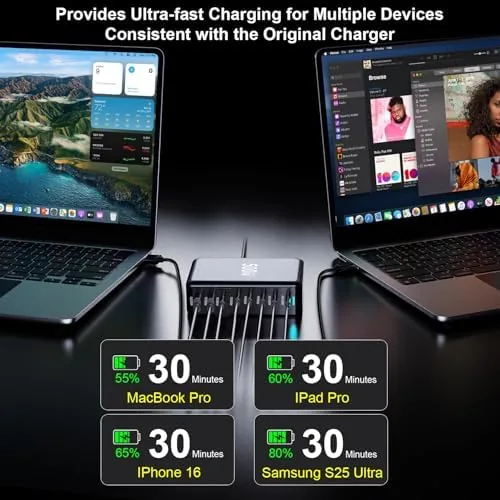 The 500W USB C Charger Block, Multi-port Fast USB Charging Station in real use