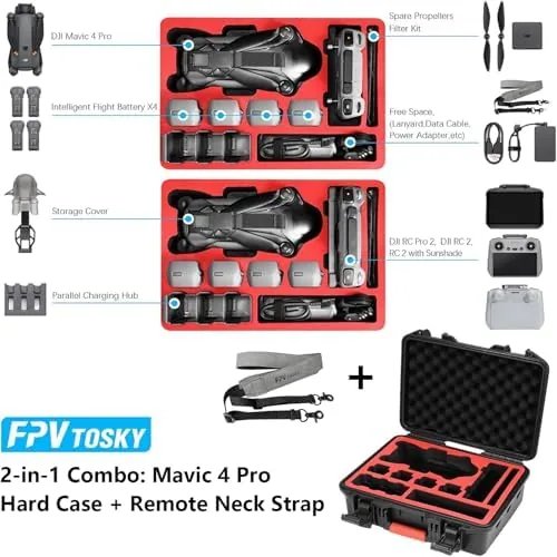 Close look at the FPVtosky Hard Case with Controller Lanyard for DJI Mavic 4 build quality