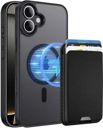 Overview of the Magnetic for iPhone 16 Wallet Case with Card Holder Black