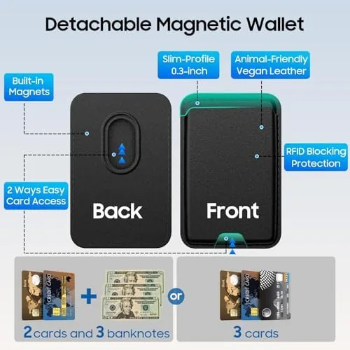 The Magnetic for iPhone 16 Wallet Case with Card Holder Black in real use