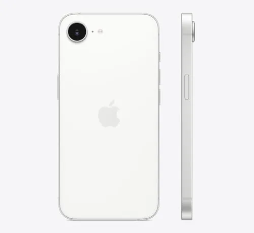 Close look at the Apple iPhone 16e, 128GB, White - Unlocked (Renewed) build quality