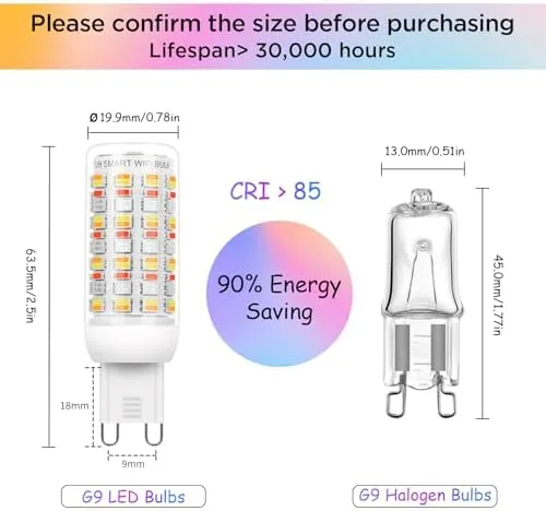 Detail shot of the I-SHUNFA Wi-Fi RGBCW Smart G9 LED Bulbs,Compatible with Alexa/Google Home,Multicolour features
