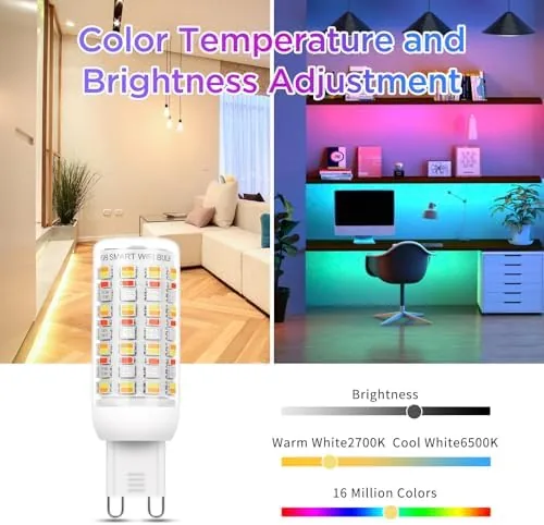 Another view of the I-SHUNFA Wi-Fi RGBCW Smart G9 LED Bulbs,Compatible with Alexa/Google Home,Multicolour