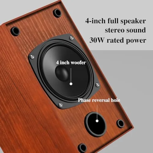 Close look at the Elimavi 30W X 2 Powered Bookshelf Speakers, RCA Input for build quality