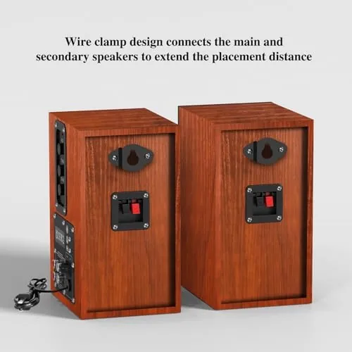The Elimavi 30W X 2 Powered Bookshelf Speakers, RCA Input for in real use