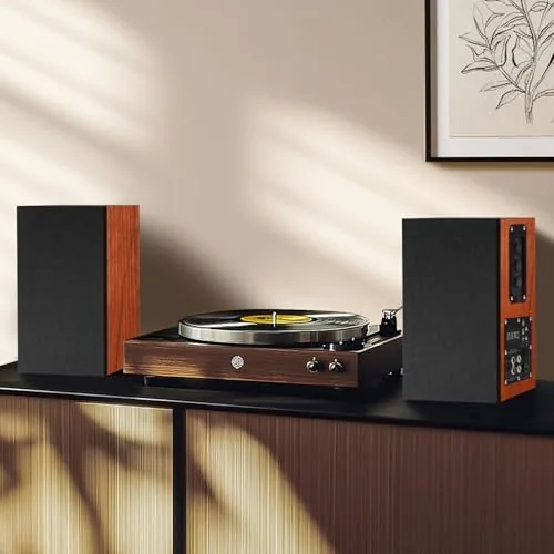 Another view of the Elimavi 30W X 2 Powered Bookshelf Speakers, RCA Input for