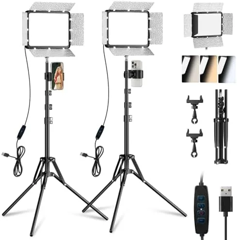 Overview of the EMART 2-Pack LED Video Light Kit with Phone Holder &