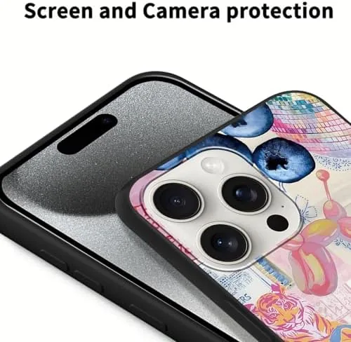 Close look at the 2 Pack Preppy Pink Collage Phone Cases for iPhone 15 build quality