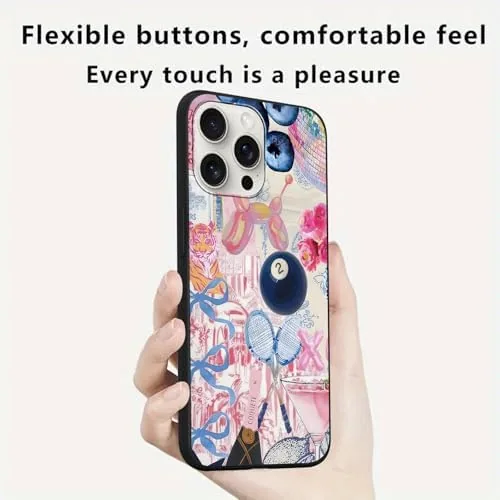The 2 Pack Preppy Pink Collage Phone Cases for iPhone 15 in real use