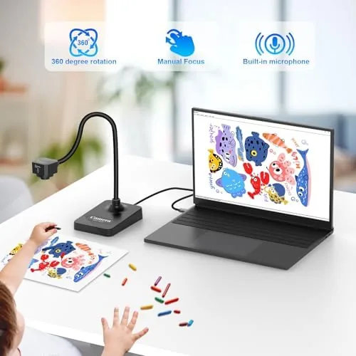 Close look at the AlKOR USB Document Camera for Teaching & Distance Learning,Manual Focus build quality