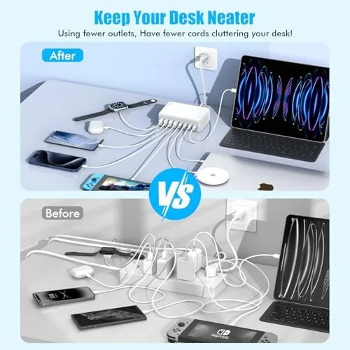 The USB C Charger Block,200W GaN 8 Port USB C Charging compared in context