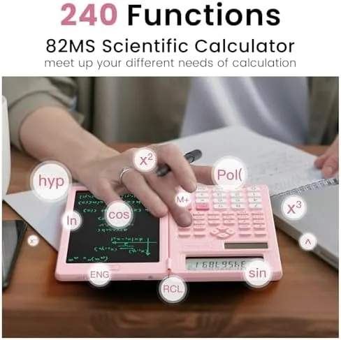 Close look at the 82MS Scientific Calculators School Supplies with Notepad ROATEE Pink Stuff build quality