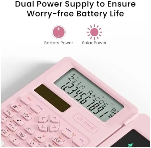 The 82MS Scientific Calculators School Supplies with Notepad ROATEE Pink Stuff in real use