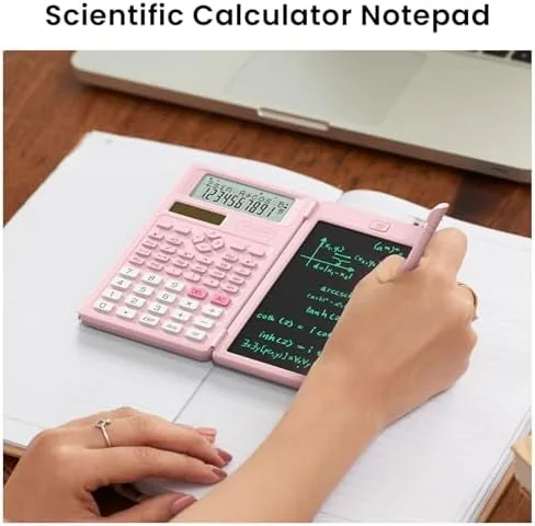 Another view of the 82MS Scientific Calculators School Supplies with Notepad ROATEE Pink Stuff