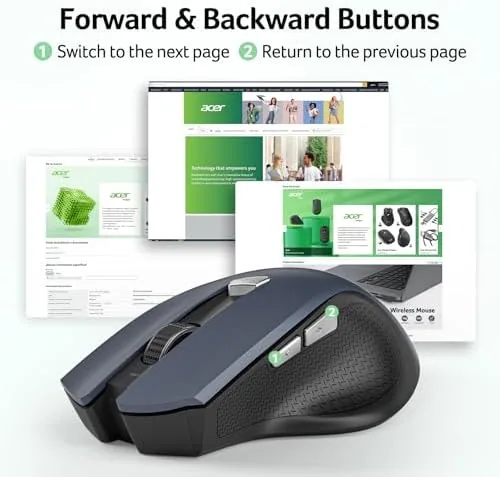 The mouse in use on a laptop with the receiver plugged into the USB port