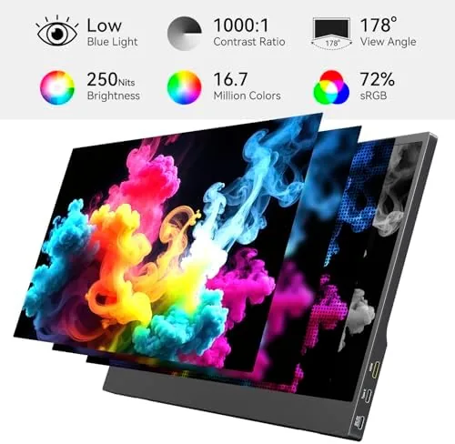 Close up of the ultra slim edge profile of the portable monitor