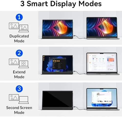 The 15.6-inch monitor next to a smaller 13.3-inch travel panel
