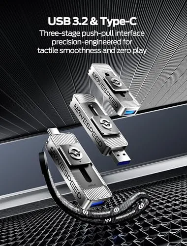The MOVE SPEED 1TB USB Drives, ThumbDrive with Dual Ports & in real use