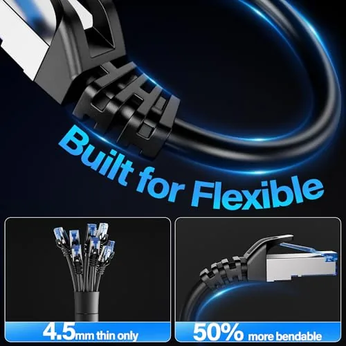The Cat6A Ethernet Cable Shielded 10Gbps 50 ft, Slim Shielded (F/UTP) in real use