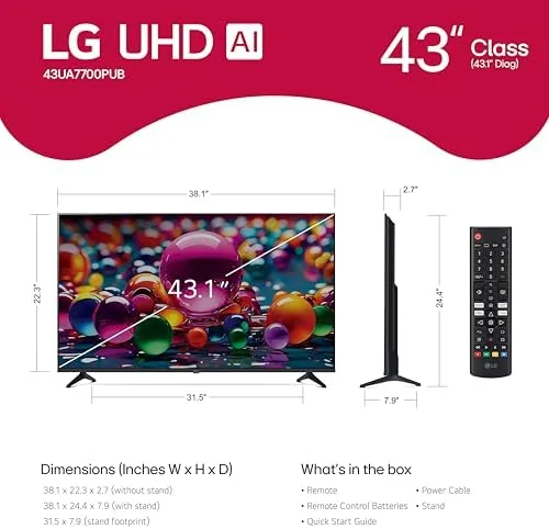 Close up of the thin bezel and stand of the LG television