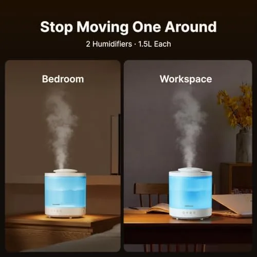 The Homvana Humidifiers for Bedroom, Large Room, 1.5L Top-Fill, 2 Packs in real use