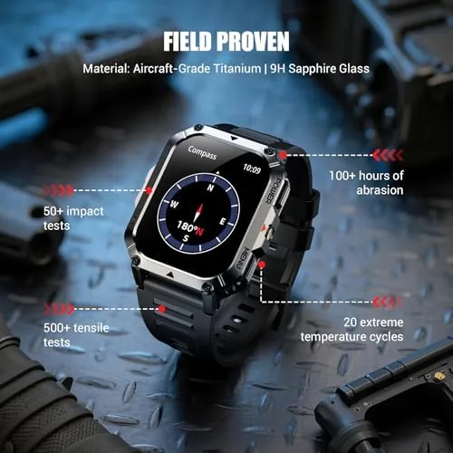 The Military Tactical Smart Watches for Men, 100-Day Battery Rugged Fitness in real use