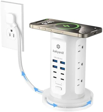 Overview of the Power Strip Tower, kakyanill Charging Station 9 AC Outlets 8