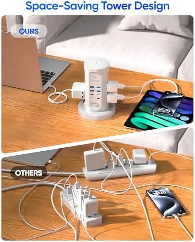 The Power Strip Tower, kakyanill Charging Station 9 AC Outlets 8 in real use