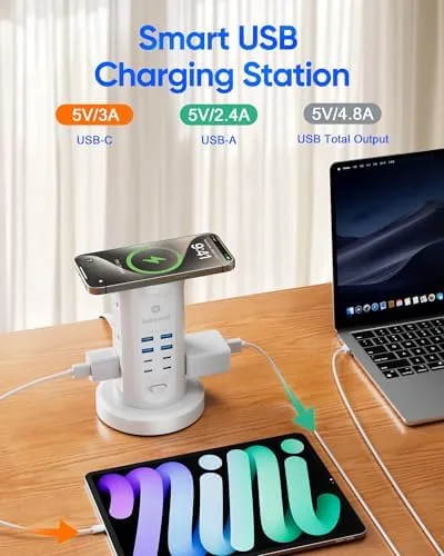 Another view of the Power Strip Tower, kakyanill Charging Station 9 AC Outlets 8