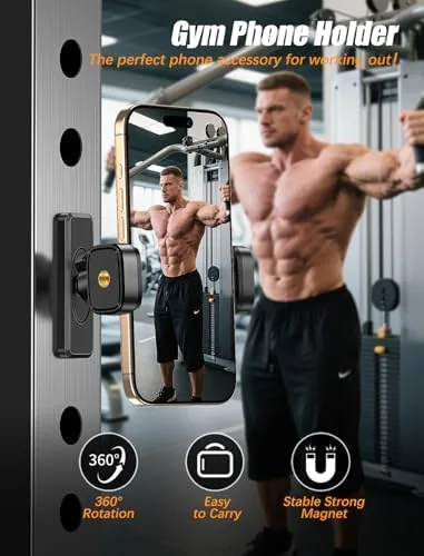Close look at the Magnetic Phone Holder for Gym【Strong Magnets】 360 Adjustable Phone Mount build quality