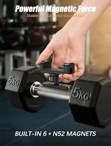 The Magnetic Phone Holder for Gym【Strong Magnets】 360 Adjustable Phone Mount in real use