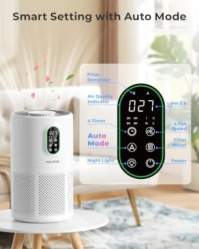 Close look at the WESTHEY H13 HEPA Air Purifier for Home up to 1650 build quality
