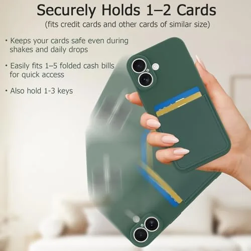 The Designed for iPhone 17 Case with Card Holder Green | in real use