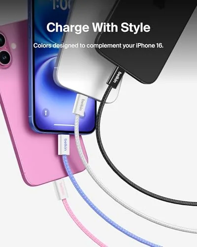 Detail shot of the Belkin USB C to USB C 60W Braided Cable 2 features