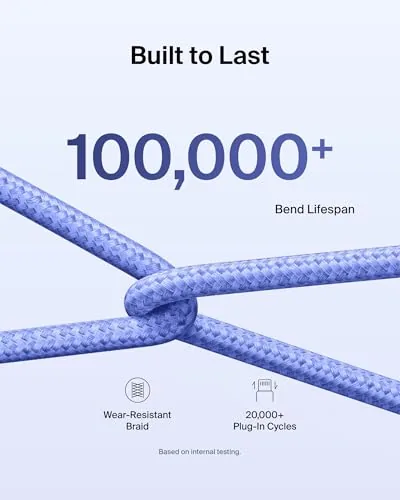 The Belkin USB C to USB C 60W Braided Cable 2 in real use