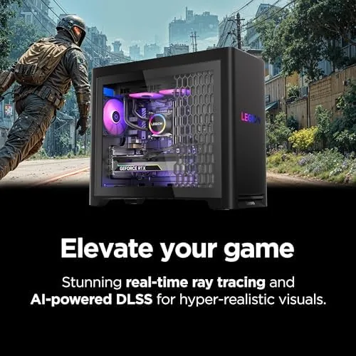 The tower beside a console for a size and design comparison